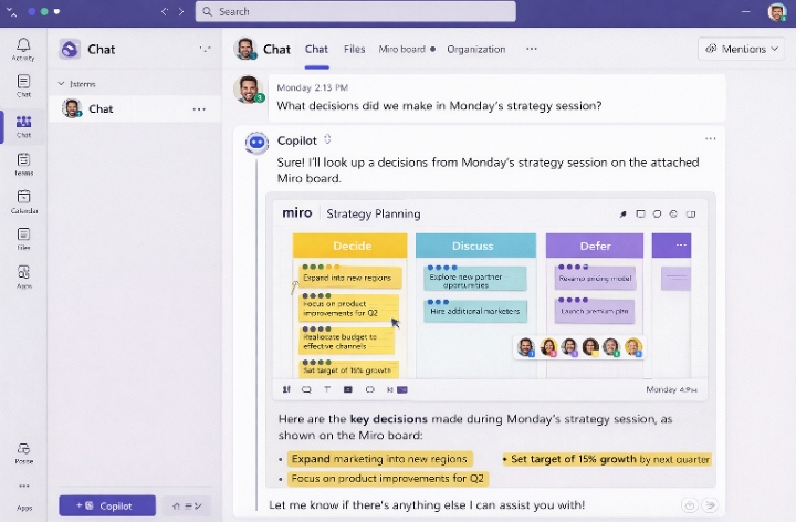 Microsoft Team with Miro Integration with Capilot